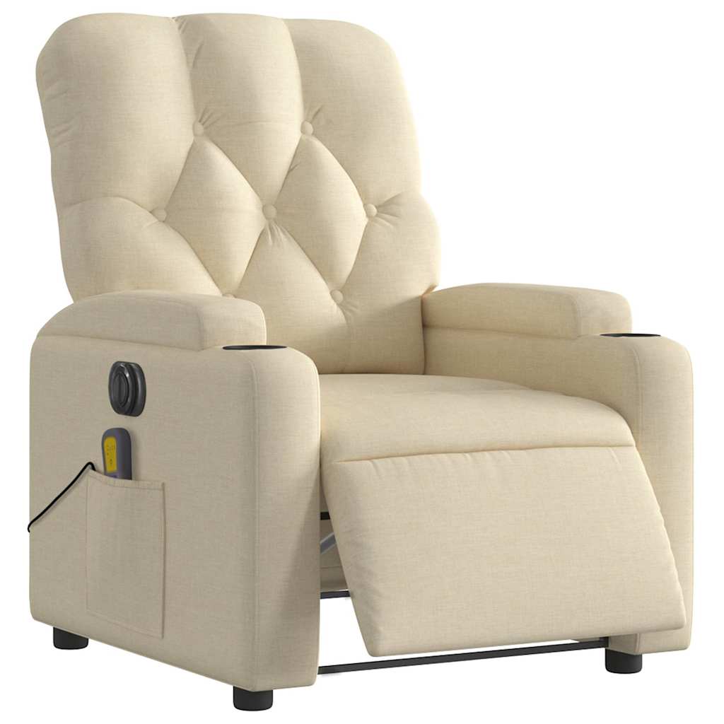 Massagestoel elektrisch verstelbaar stof crèmekleurig is nu te koop bij PeponiXL, paradijselijk wonen!