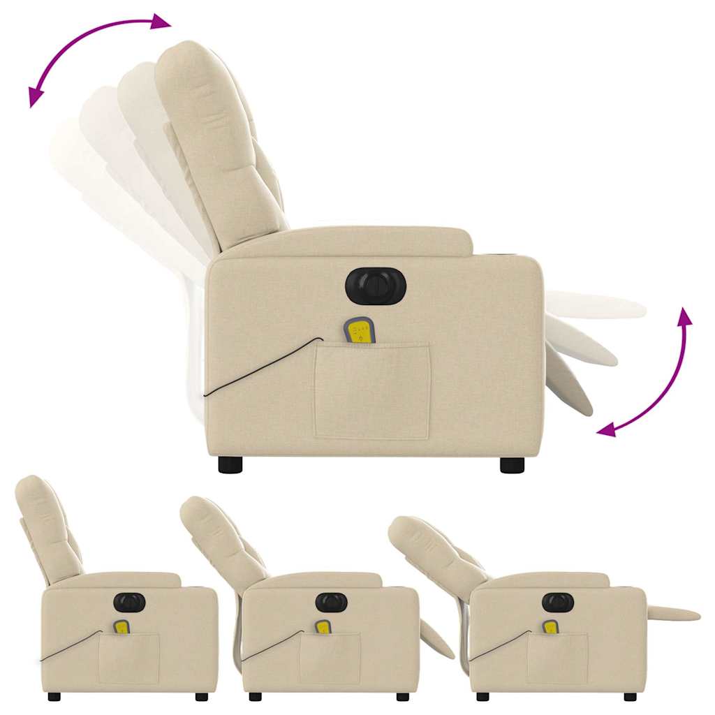 Massagestoel elektrisch verstelbaar stof crèmekleurig is nu te koop bij PeponiXL, paradijselijk wonen!