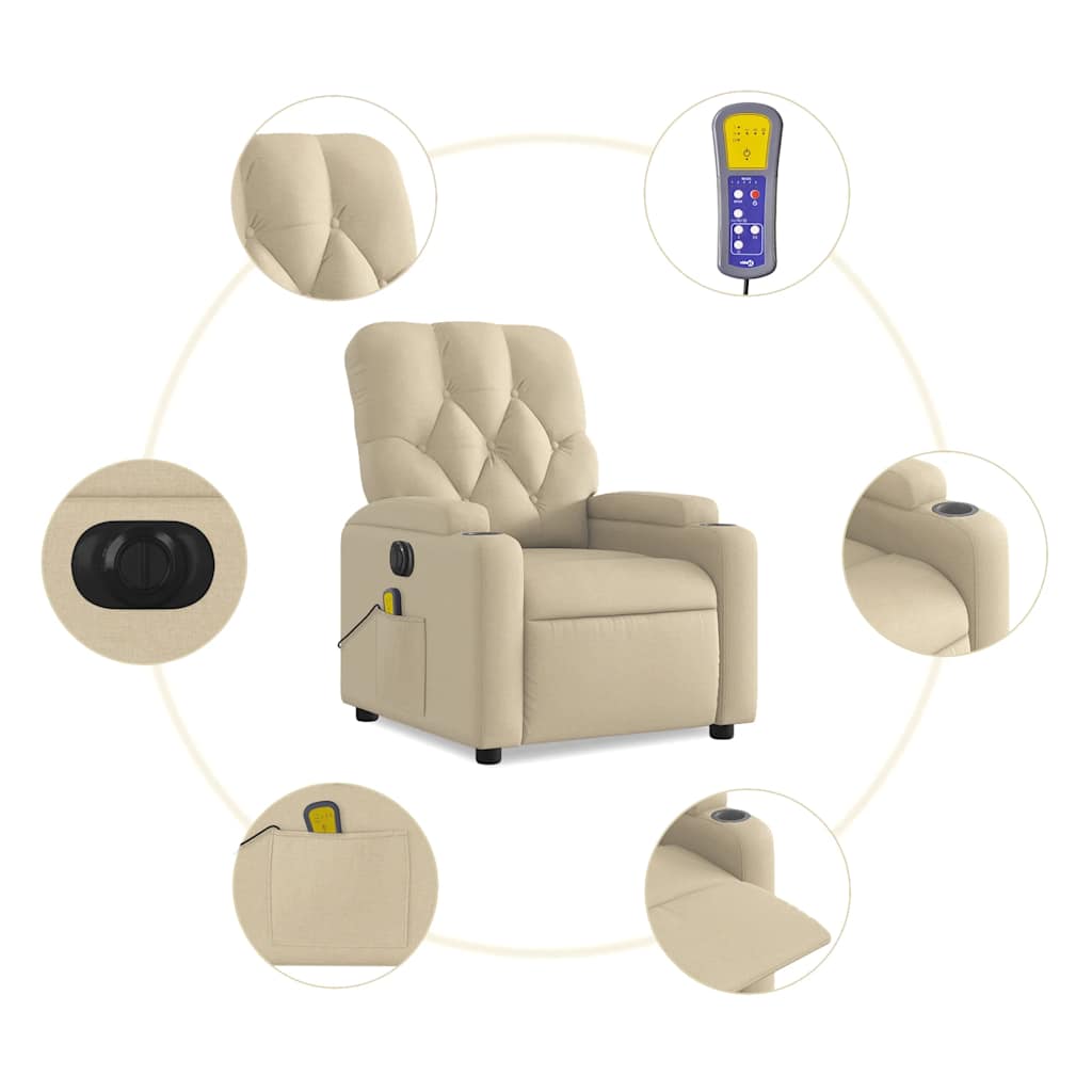 Massagestoel elektrisch verstelbaar stof crèmekleurig is nu te koop bij PeponiXL, paradijselijk wonen!