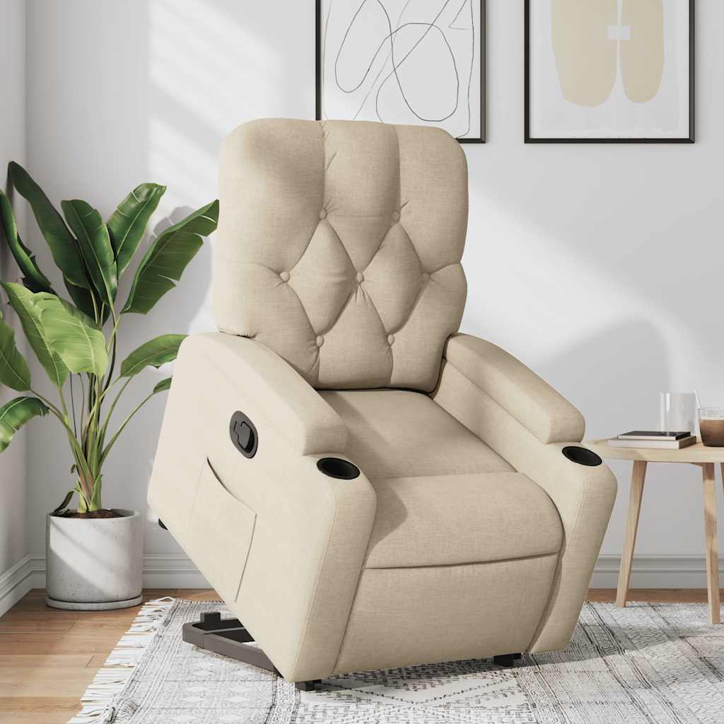 Sta-op-stoel verstelbaar stof crèmekleurig is nu te koop bij PeponiXL, paradijselijk wonen!