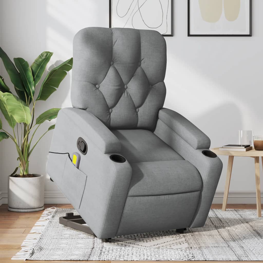 Sta-op-massagestoel verstelbaar stof lichtgrijs is nu te koop bij PeponiXL, paradijselijk wonen!