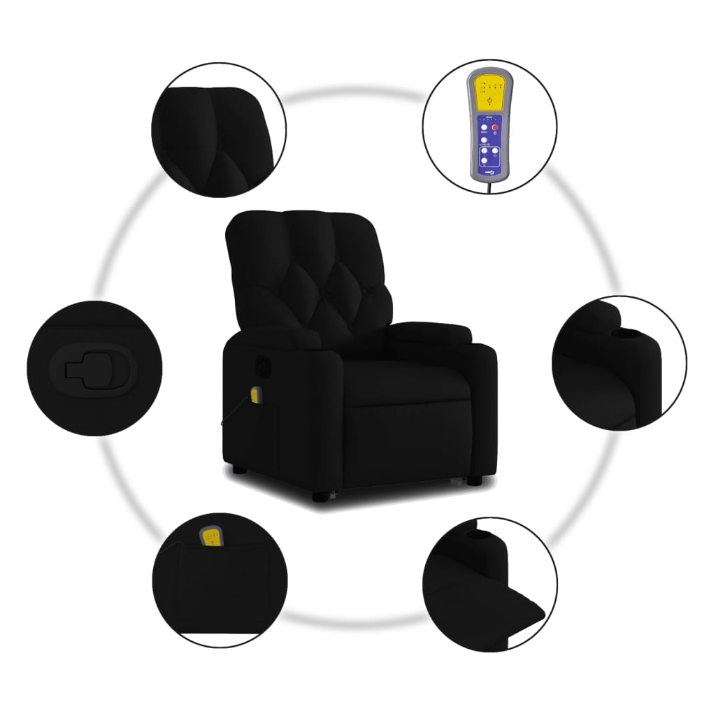 Sta-op-massagestoel verstelbaar stof zwart is nu te koop bij PeponiXL, paradijselijk wonen!