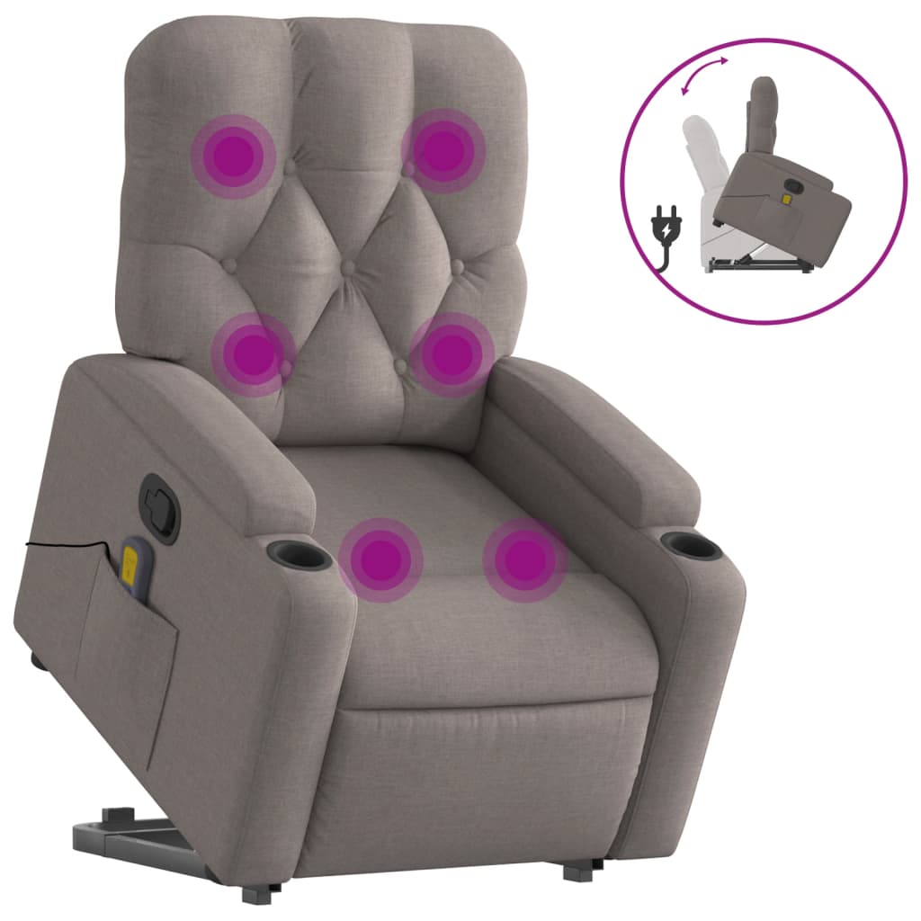Sta-op-massagestoel verstelbaar stof taupe is nu te koop bij PeponiXL, paradijselijk wonen!
