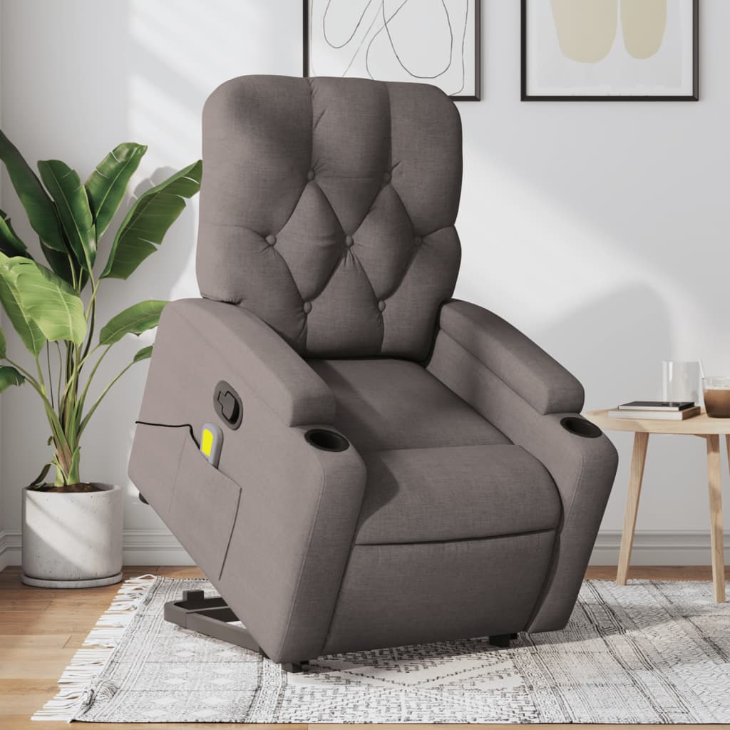 Sta-op-massagestoel verstelbaar stof taupe is nu te koop bij PeponiXL, paradijselijk wonen!