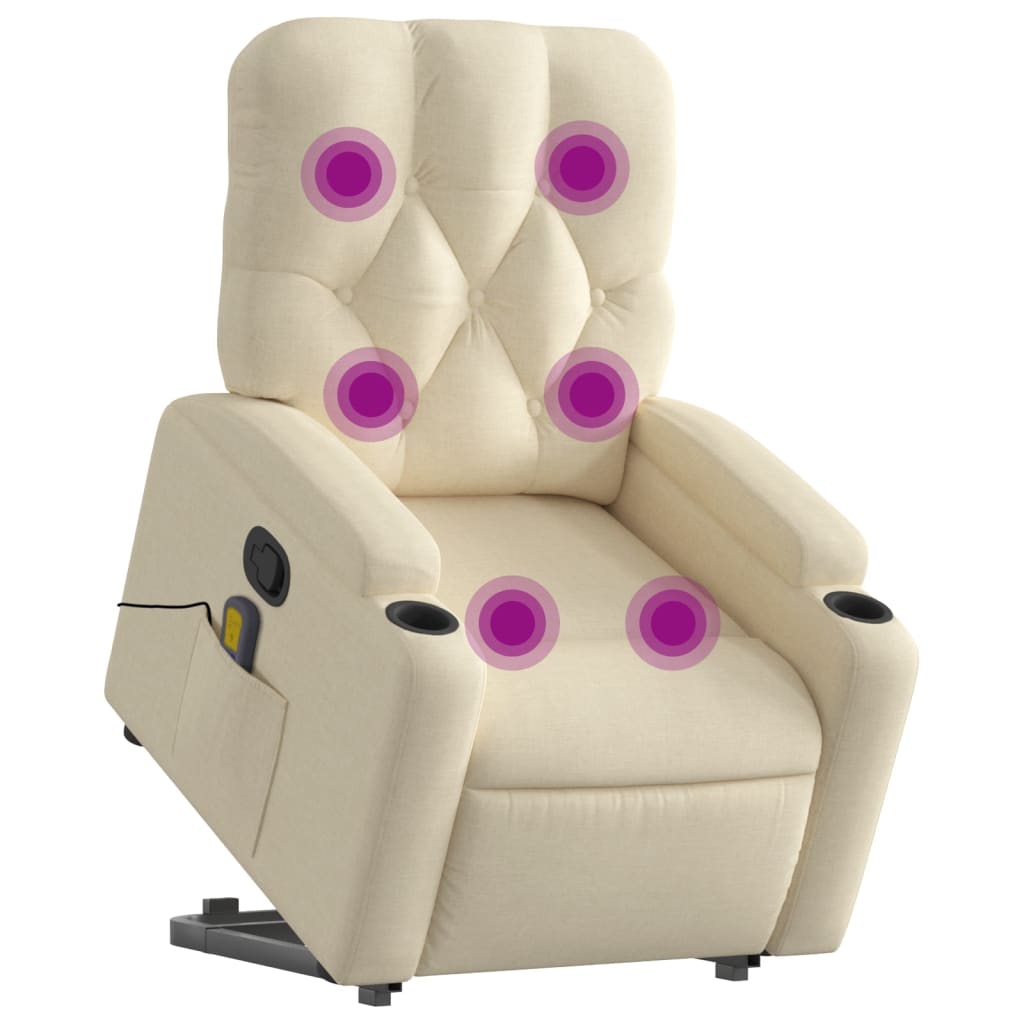 Sta-op-massagestoel verstelbaar stof crèmekleurig is nu te koop bij PeponiXL, paradijselijk wonen!