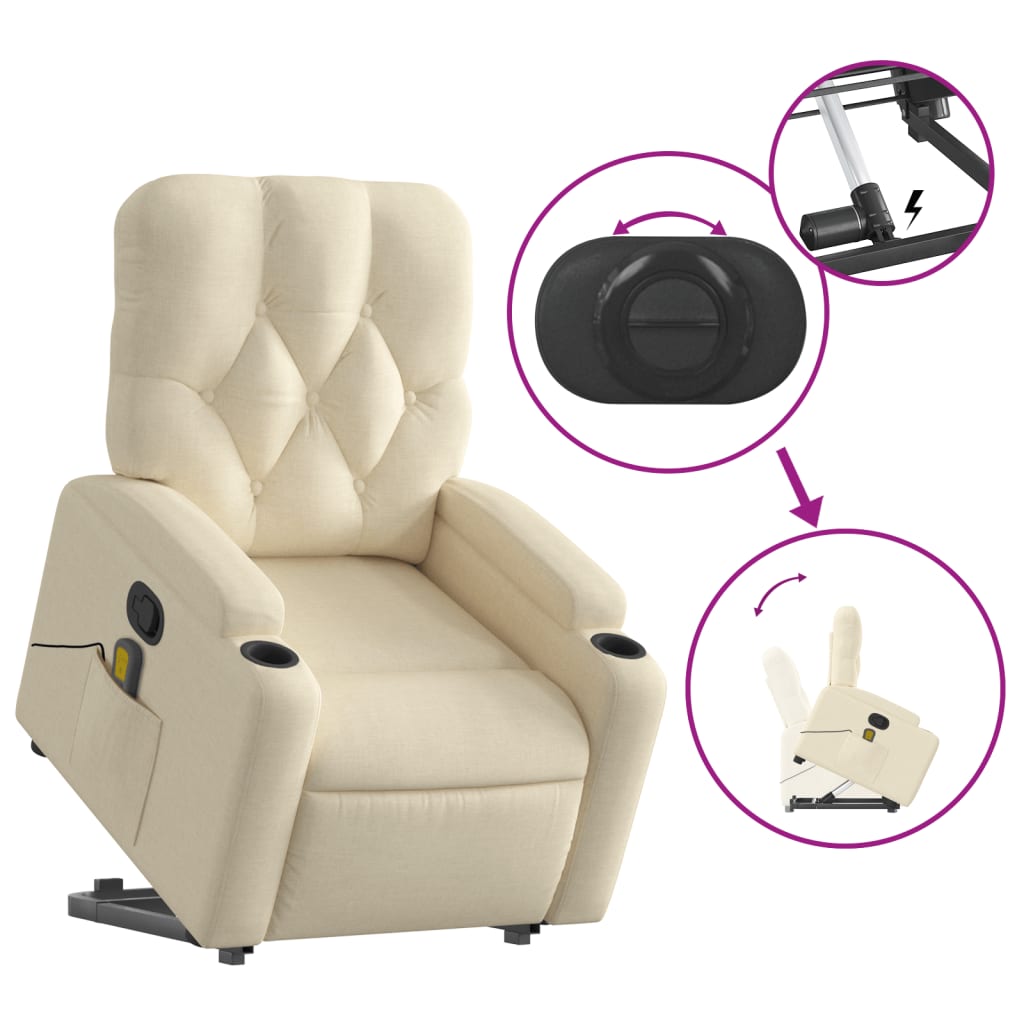 Sta-op-massagestoel verstelbaar stof crèmekleurig is nu te koop bij PeponiXL, paradijselijk wonen!