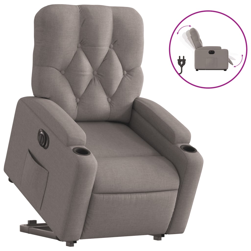 Sta-op-stoel elektrisch verstelbaar stof taupe is nu te koop bij PeponiXL, paradijselijk wonen!