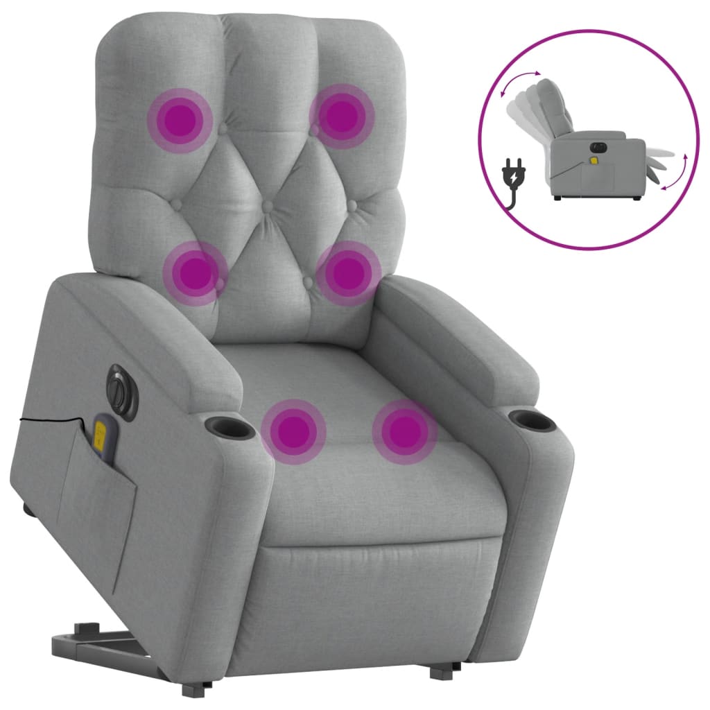 Sta-op-massagestoel elektrisch verstelbaar stof lichtgrijs is nu te koop bij PeponiXL, paradijselijk wonen!