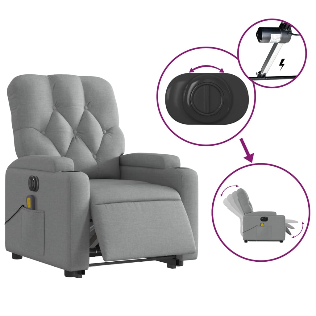 Sta-op-massagestoel elektrisch verstelbaar stof lichtgrijs is nu te koop bij PeponiXL, paradijselijk wonen!