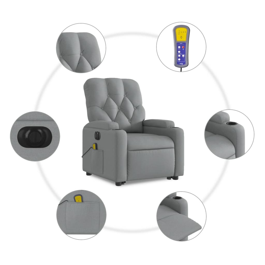Sta-op-massagestoel elektrisch verstelbaar stof lichtgrijs is nu te koop bij PeponiXL, paradijselijk wonen!