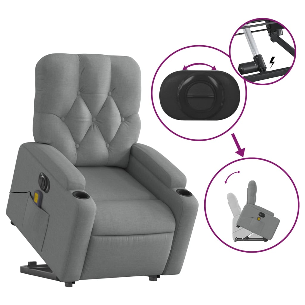 Sta-op-massagestoel elektrisch verstelbaar stof lichtgrijs is nu te koop bij PeponiXL, paradijselijk wonen!