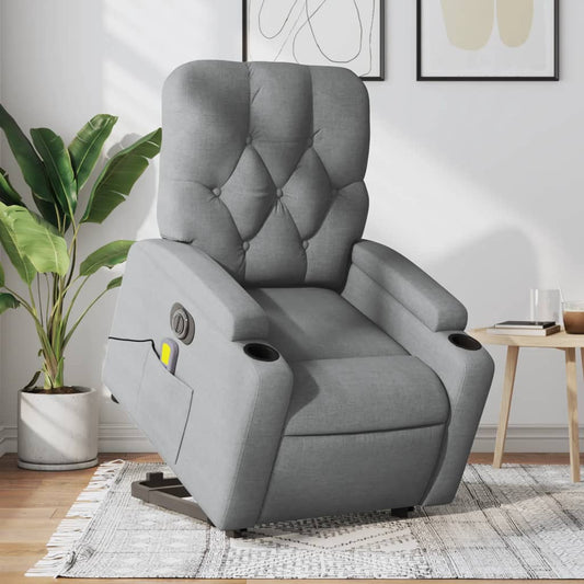 Sta-op-massagestoel elektrisch verstelbaar stof lichtgrijs is nu te koop bij PeponiXL, paradijselijk wonen!