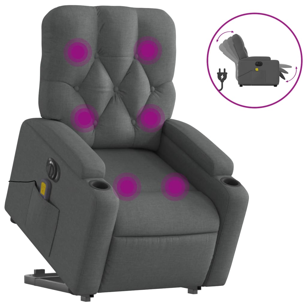 Sta-op-massagestoel elektrisch verstelbaar stof donkergrijs is nu te koop bij PeponiXL, paradijselijk wonen!