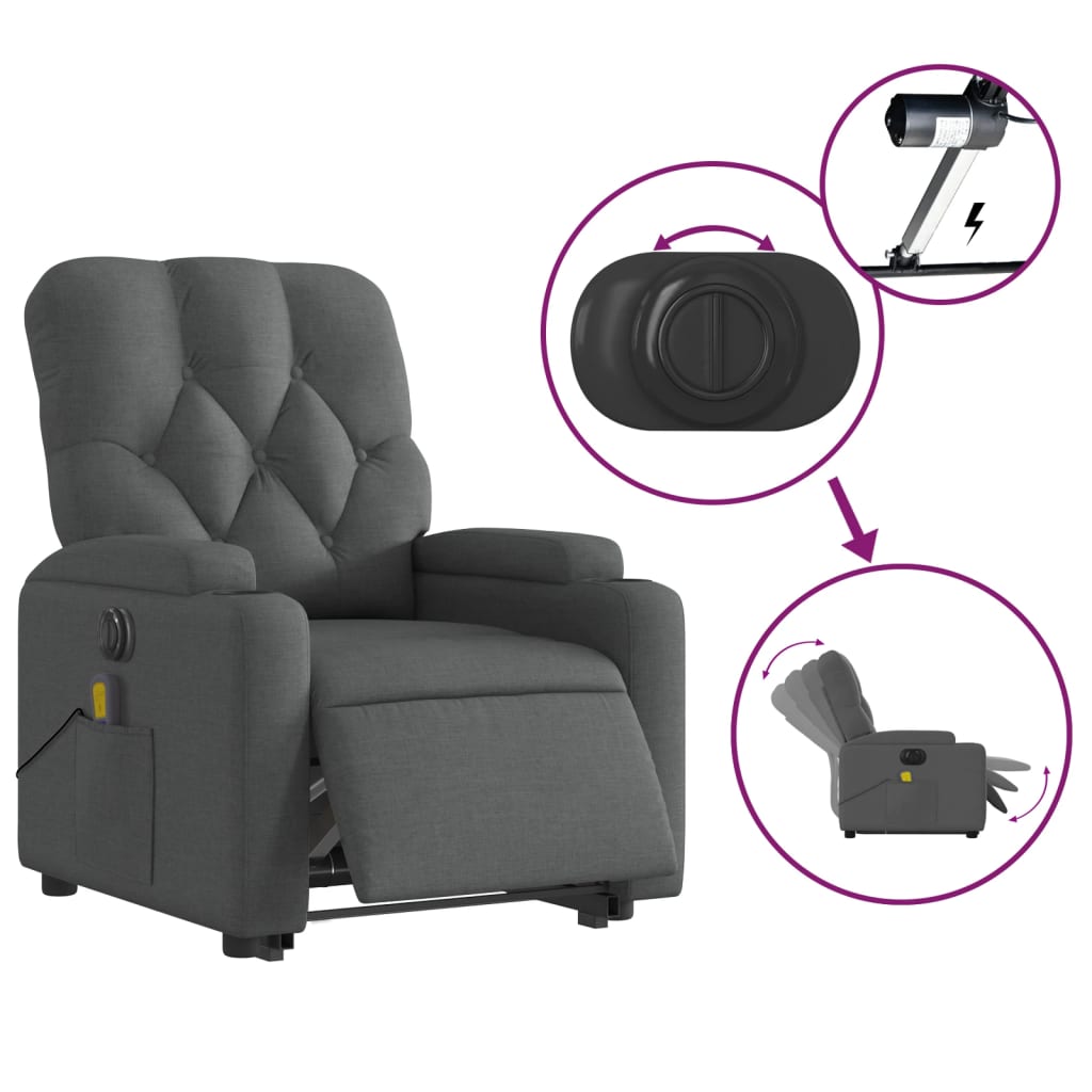Sta-op-massagestoel elektrisch verstelbaar stof donkergrijs is nu te koop bij PeponiXL, paradijselijk wonen!