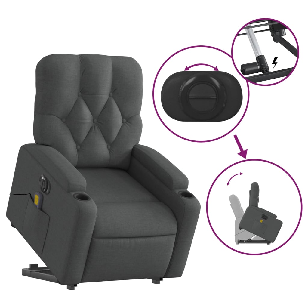 Sta-op-massagestoel elektrisch verstelbaar stof donkergrijs is nu te koop bij PeponiXL, paradijselijk wonen!