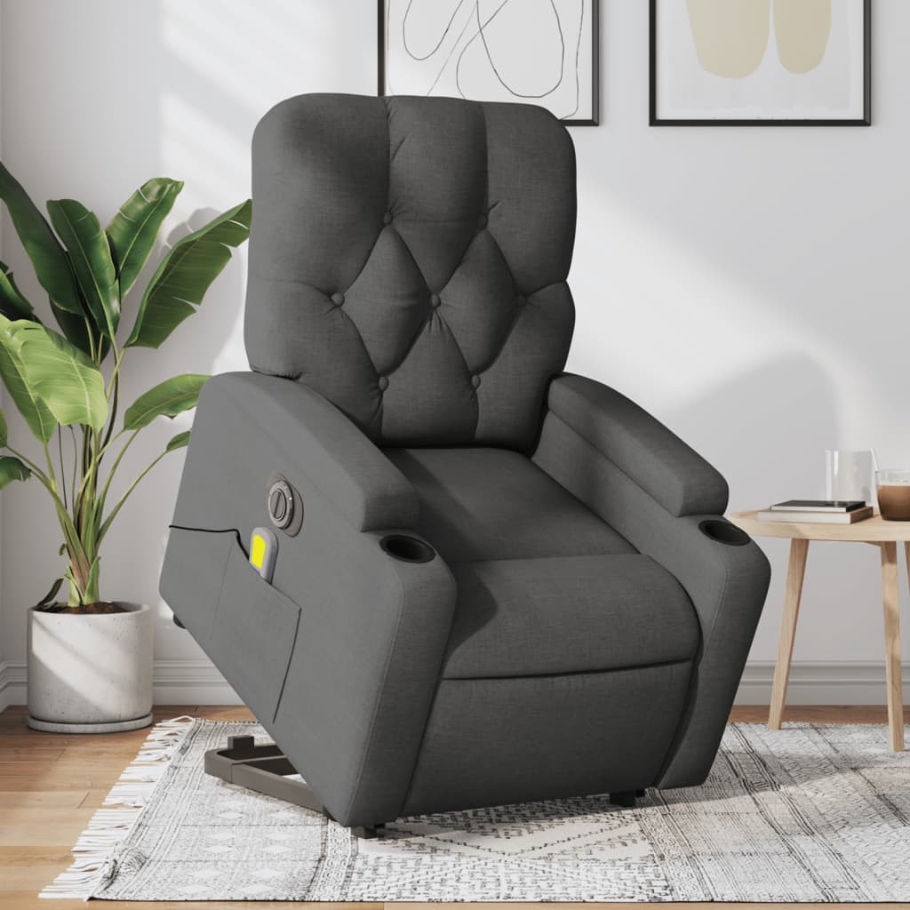 Sta-op-massagestoel elektrisch verstelbaar stof donkergrijs is nu te koop bij PeponiXL, paradijselijk wonen!