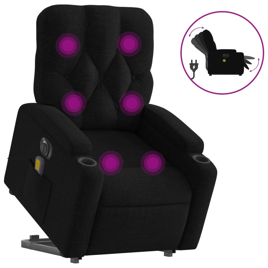 Sta-op-massagestoel elektrisch verstelbaar stof zwart is nu te koop bij PeponiXL, paradijselijk wonen!
