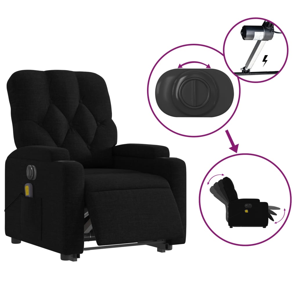 Sta-op-massagestoel elektrisch verstelbaar stof zwart is nu te koop bij PeponiXL, paradijselijk wonen!