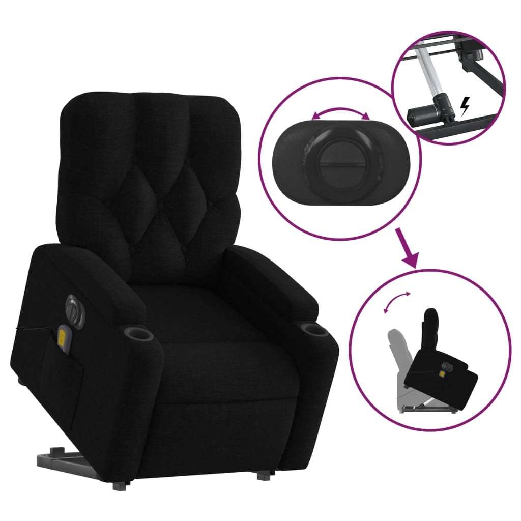 Sta-op-massagestoel elektrisch verstelbaar stof zwart is nu te koop bij PeponiXL, paradijselijk wonen!