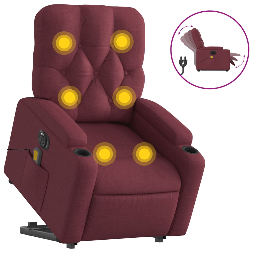 Sta-op-massagestoel elektrisch verstelbaar stof wijnrood is nu te koop bij PeponiXL, paradijselijk wonen!