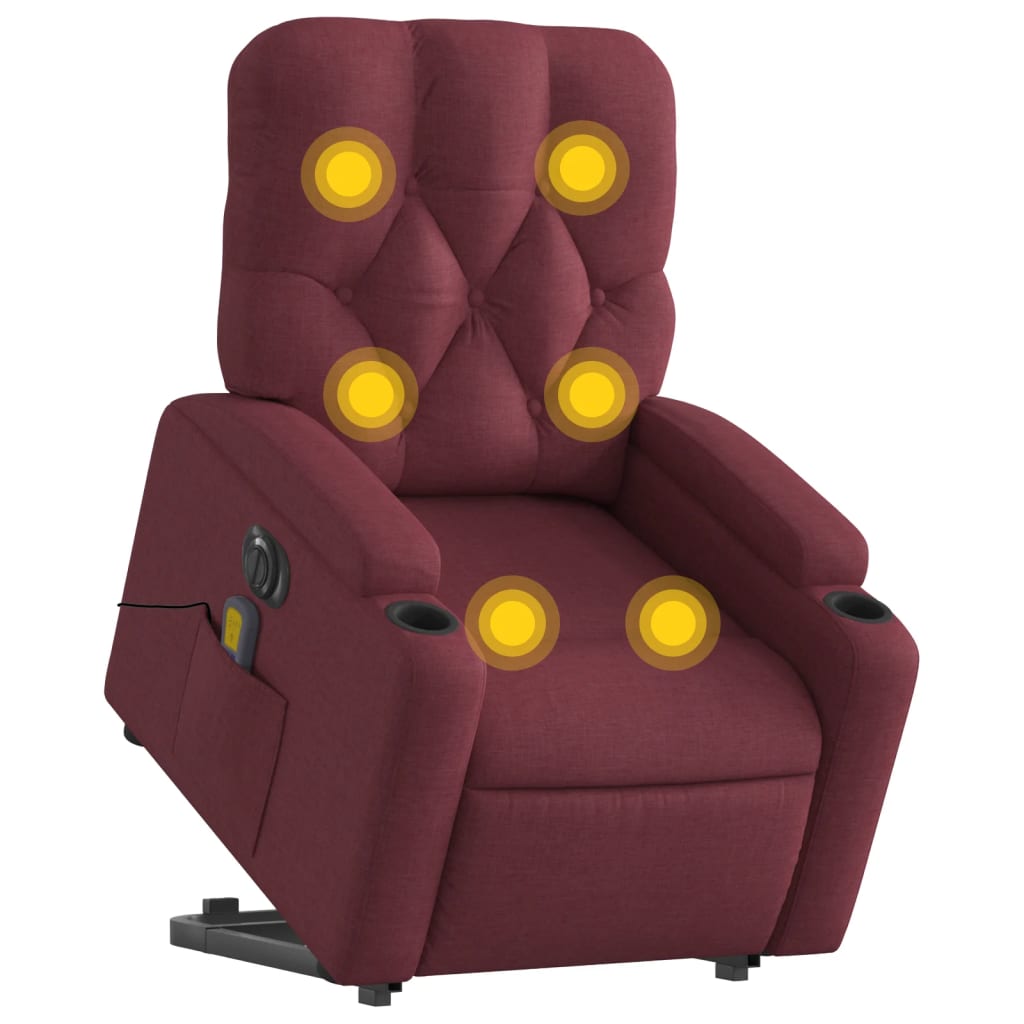 Sta-op-massagestoel elektrisch verstelbaar stof wijnrood is nu te koop bij PeponiXL, paradijselijk wonen!