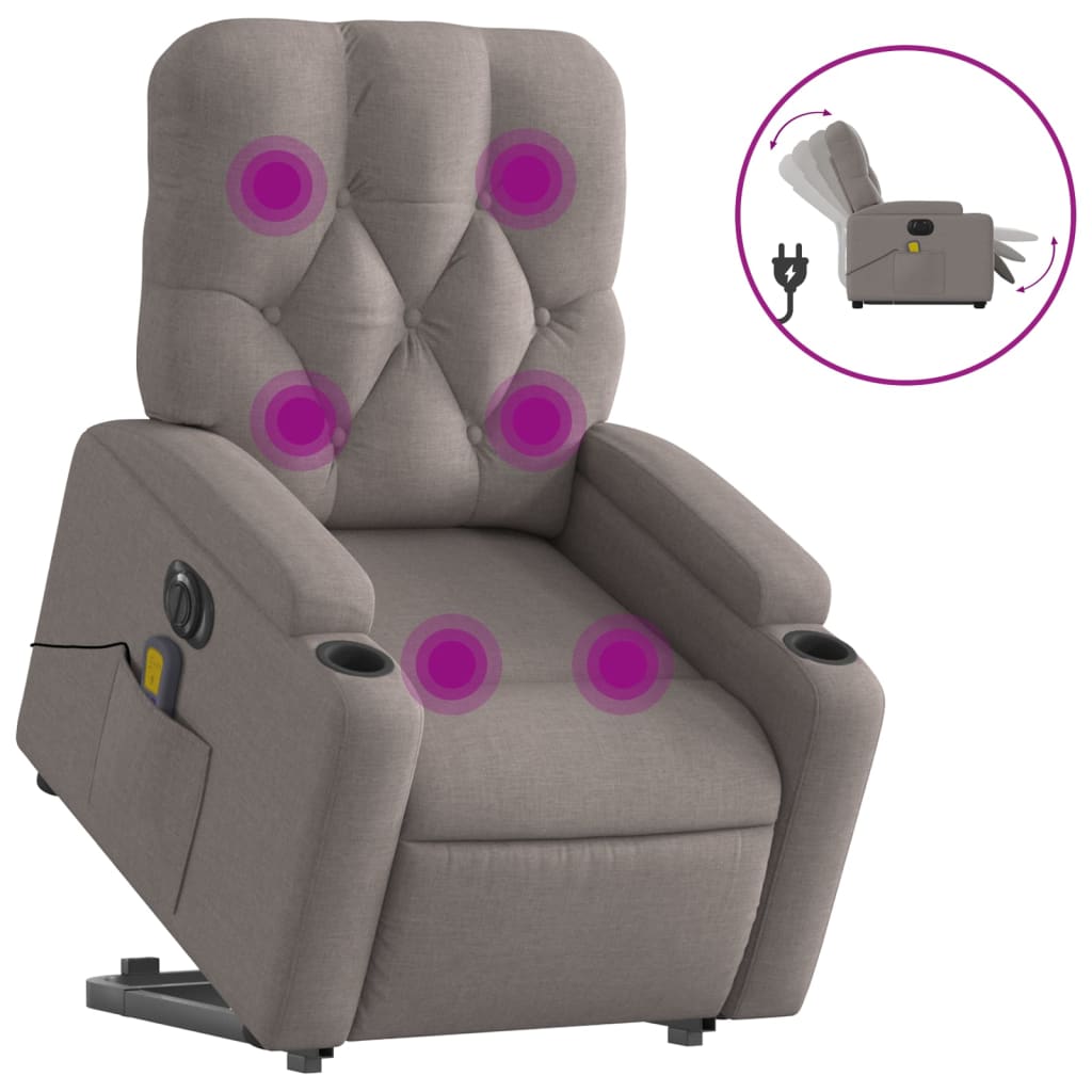 Sta-op-massagestoel elektrisch verstelbaar stof taupe is nu te koop bij PeponiXL, paradijselijk wonen!