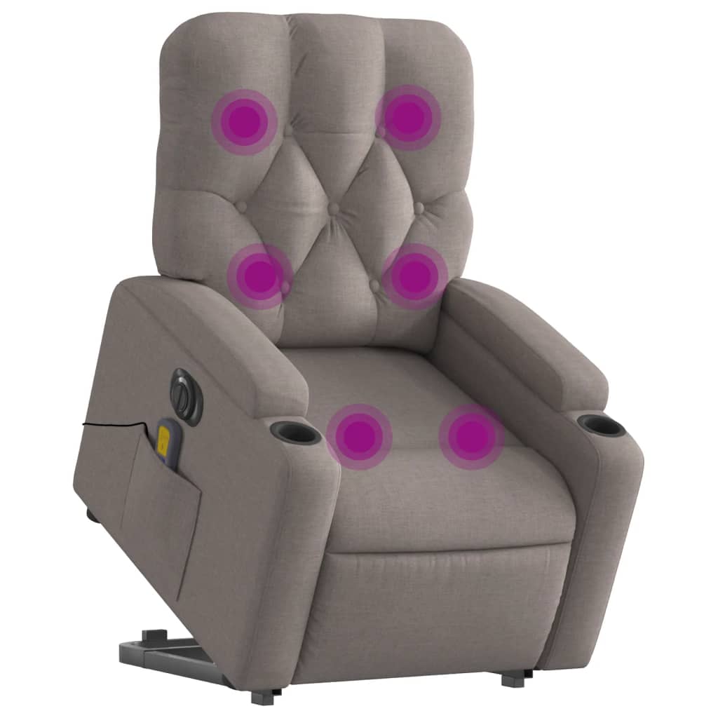 Sta-op-massagestoel elektrisch verstelbaar stof taupe is nu te koop bij PeponiXL, paradijselijk wonen!