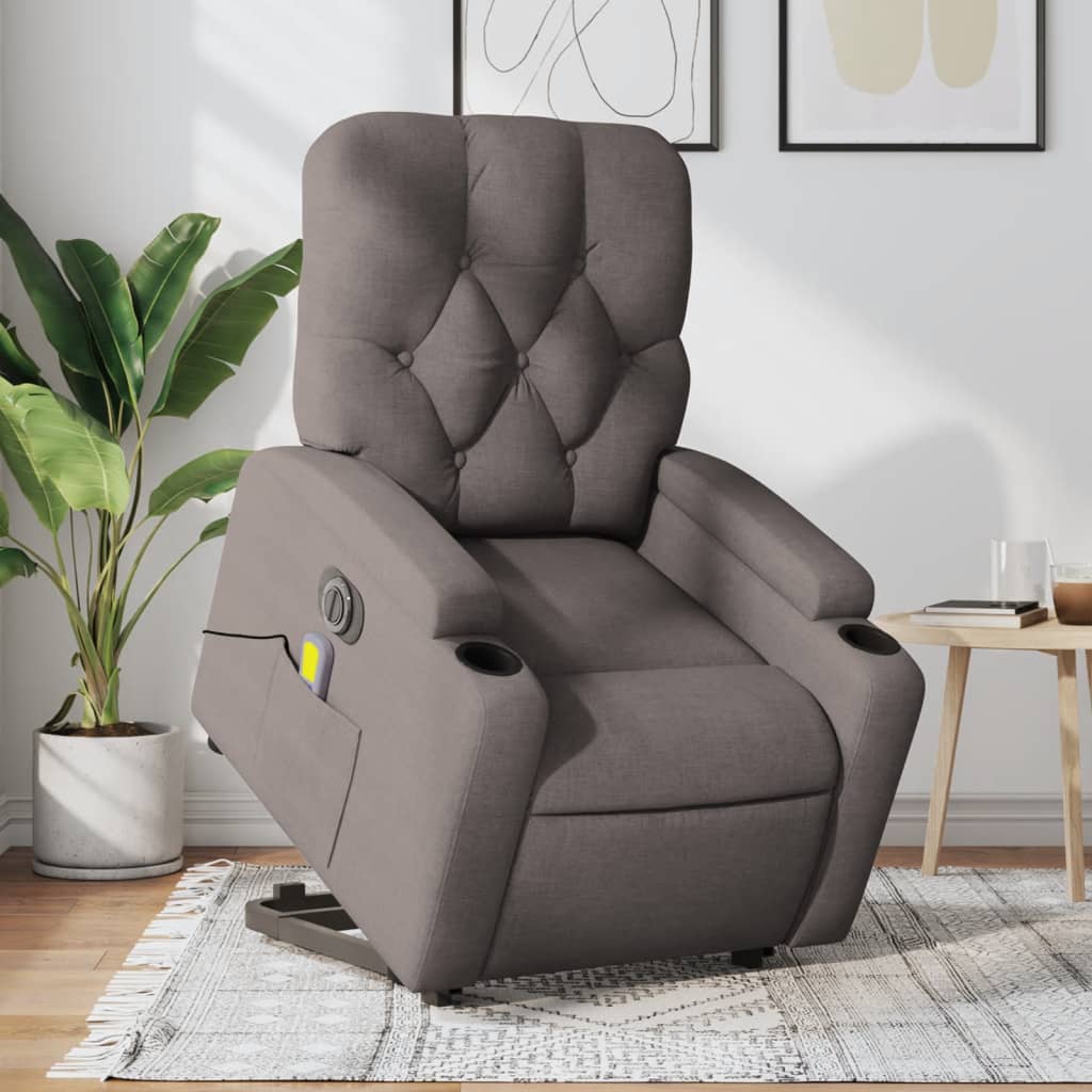 Sta-op-massagestoel elektrisch verstelbaar stof taupe is nu te koop bij PeponiXL, paradijselijk wonen!