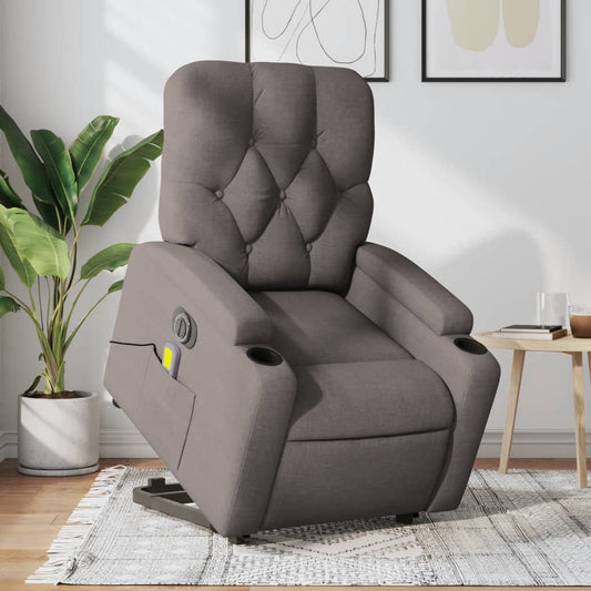 Sta-op-massagestoel elektrisch verstelbaar stof taupe is nu te koop bij PeponiXL, paradijselijk wonen!