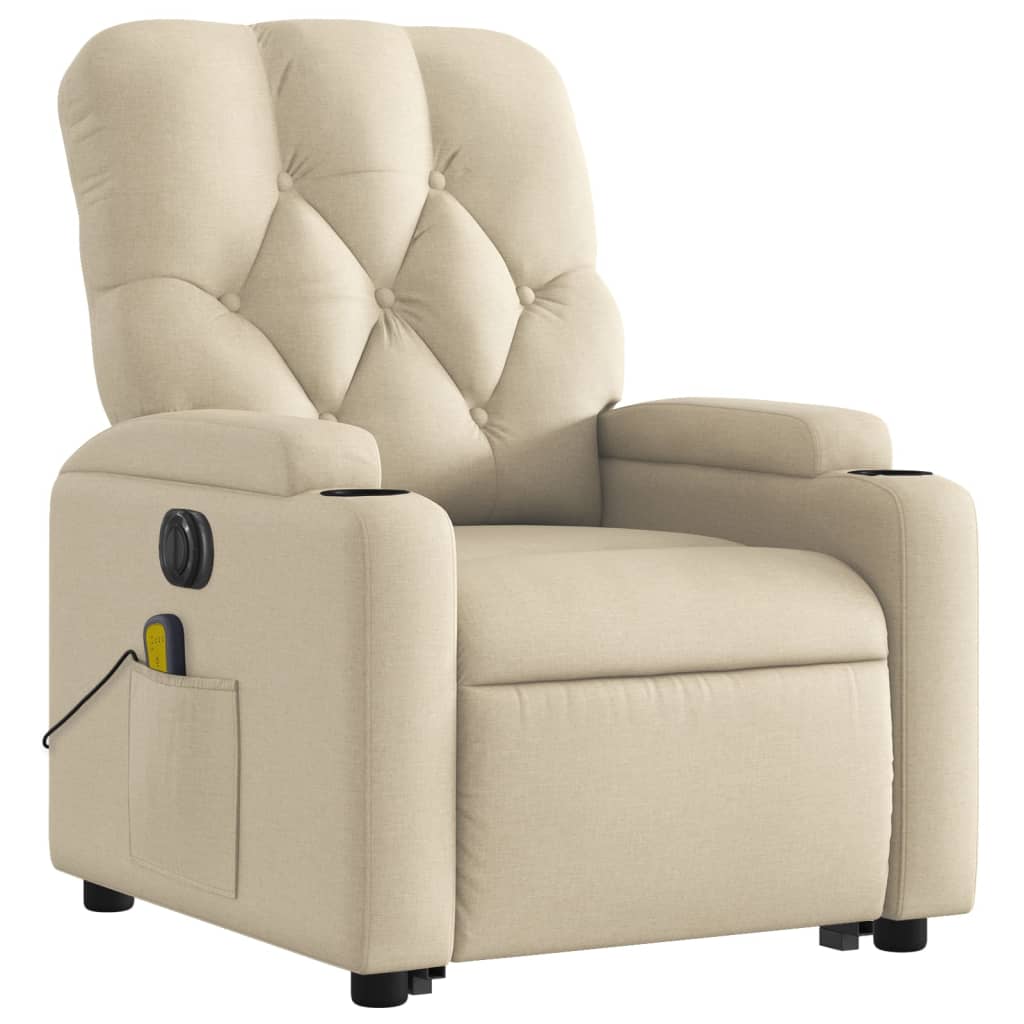 Sta-op-massagestoel elektrisch verstelbaar stof crèmekleurig is nu te koop bij PeponiXL, paradijselijk wonen!