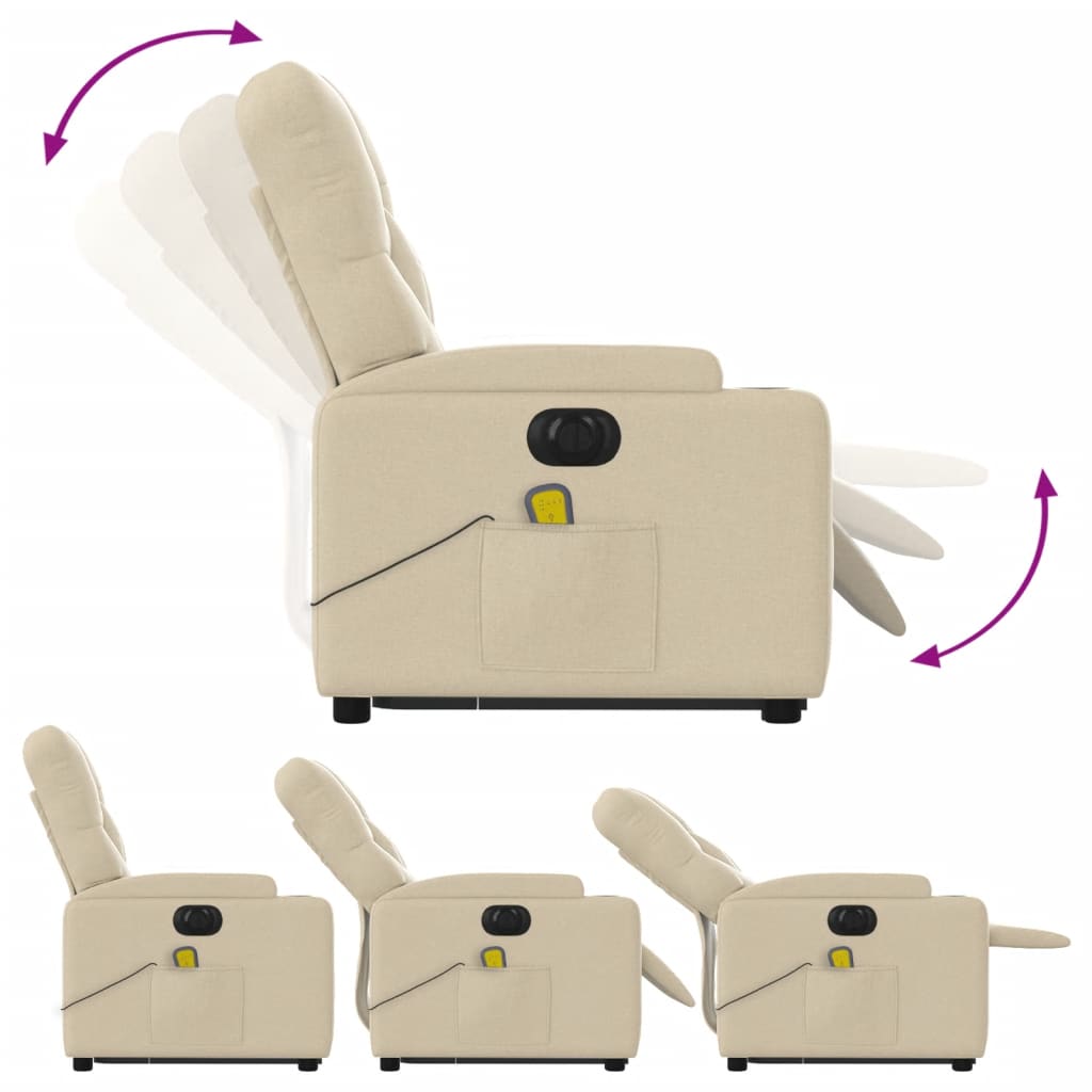 Sta-op-massagestoel elektrisch verstelbaar stof crèmekleurig is nu te koop bij PeponiXL, paradijselijk wonen!