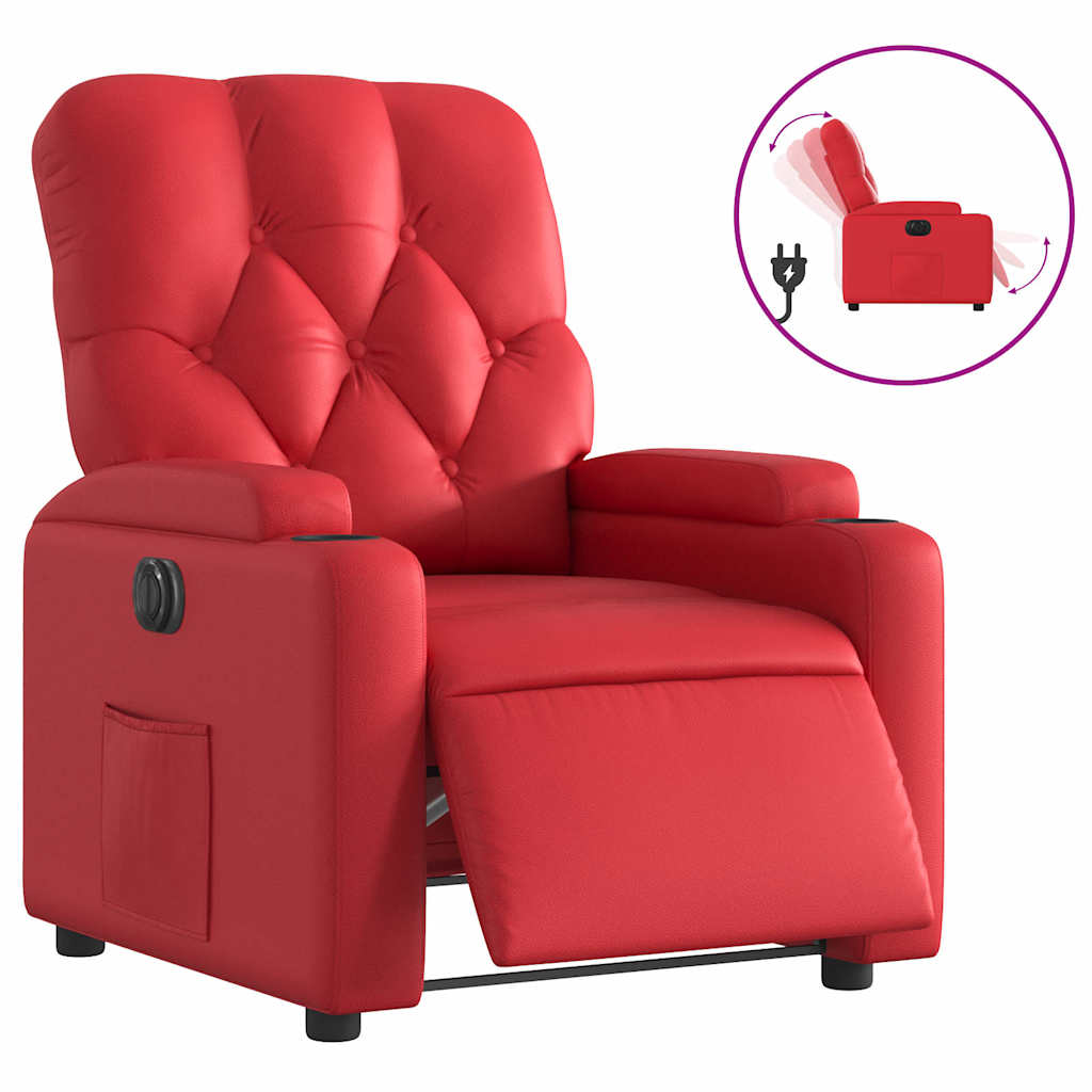 Fauteuil verstelbaar elektrisch kunstleer rood is nu te koop bij PeponiXL, paradijselijk wonen!