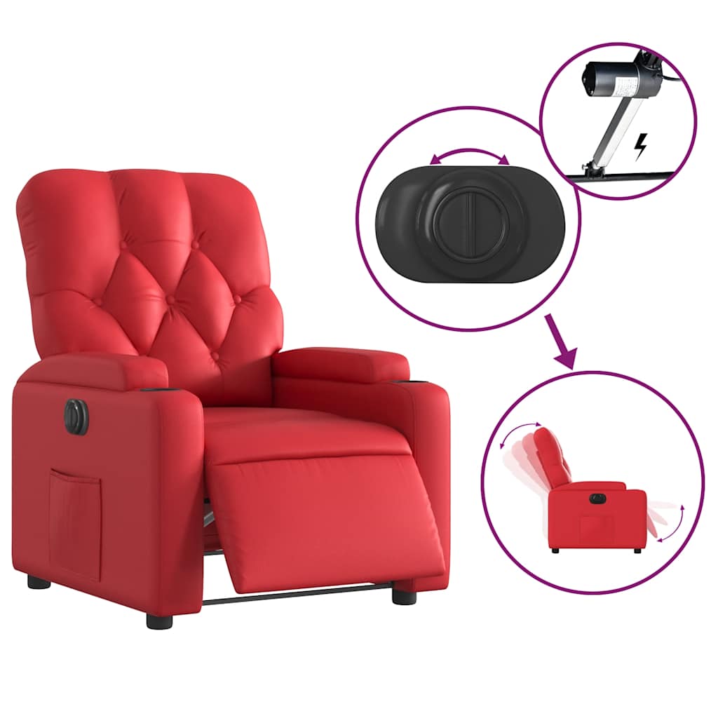 Fauteuil verstelbaar elektrisch kunstleer rood is nu te koop bij PeponiXL, paradijselijk wonen!