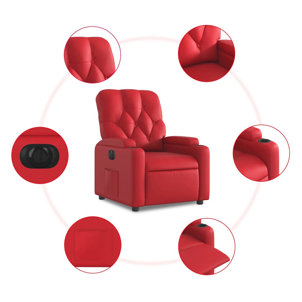 Fauteuil verstelbaar elektrisch kunstleer rood is nu te koop bij PeponiXL, paradijselijk wonen!