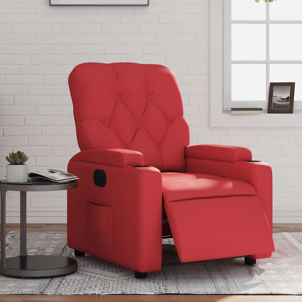 Fauteuil verstelbaar elektrisch kunstleer rood is nu te koop bij PeponiXL, paradijselijk wonen!