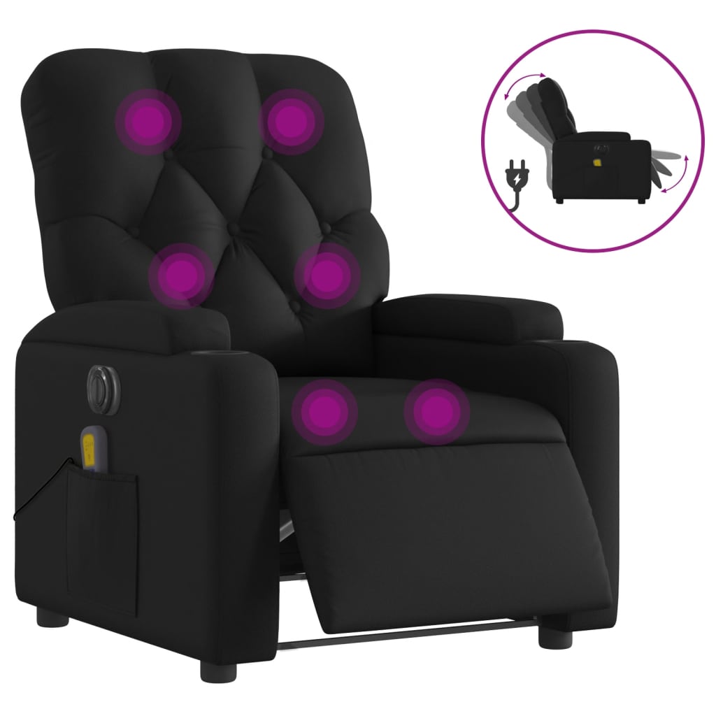 Massagestoel verstelbaar elektrisch kunstleer zwart is nu te koop bij PeponiXL, paradijselijk wonen!