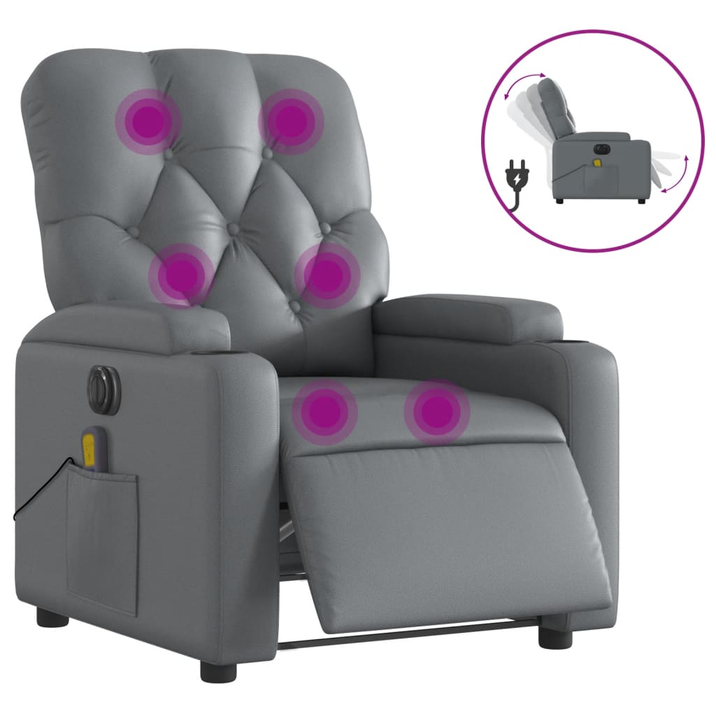 Massagestoel verstelbaar elektrisch kunstleer grijs is nu te koop bij PeponiXL, paradijselijk wonen!