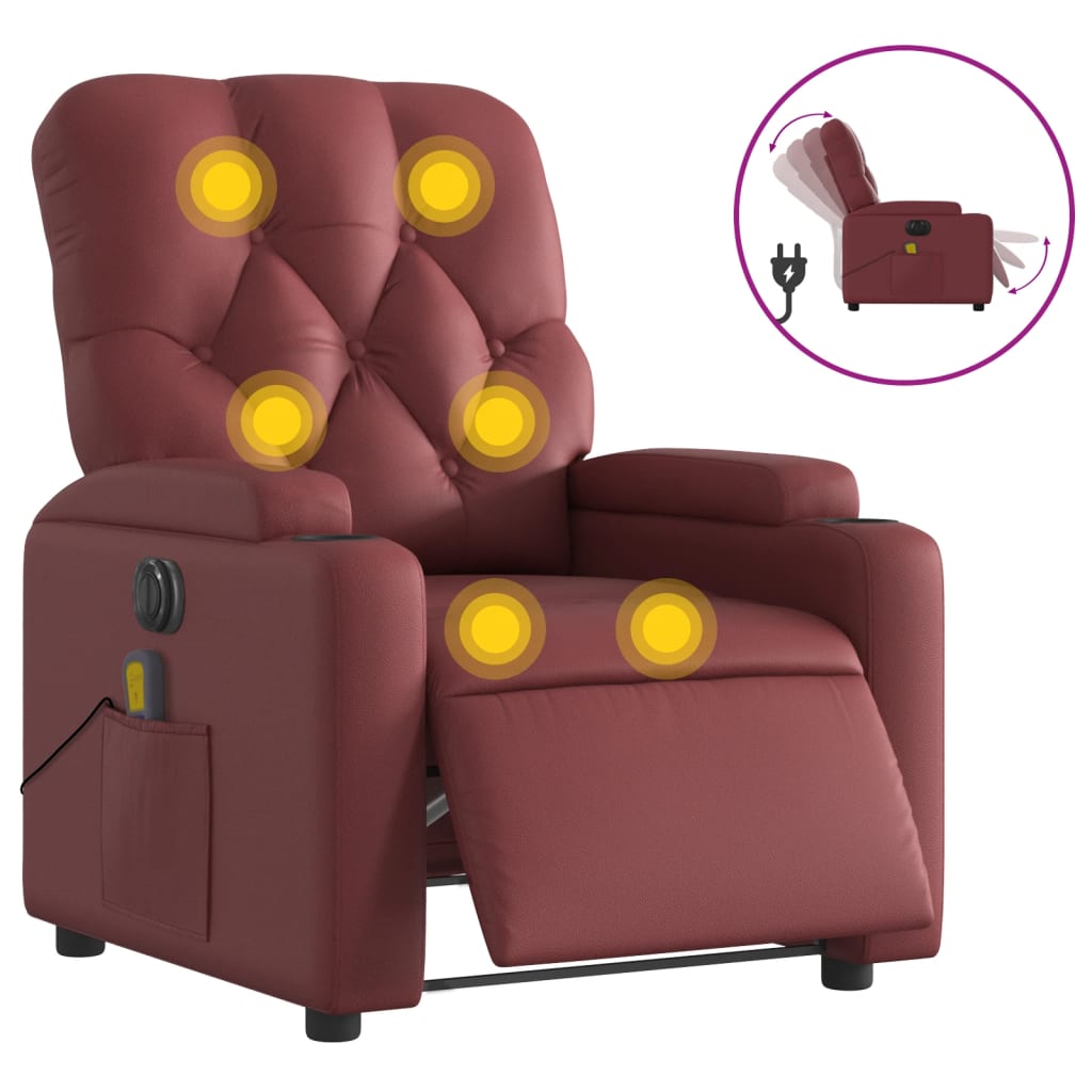 Massagestoel verstelbaar elektrisch kunstleer wijnrood is nu te koop bij PeponiXL, paradijselijk wonen!