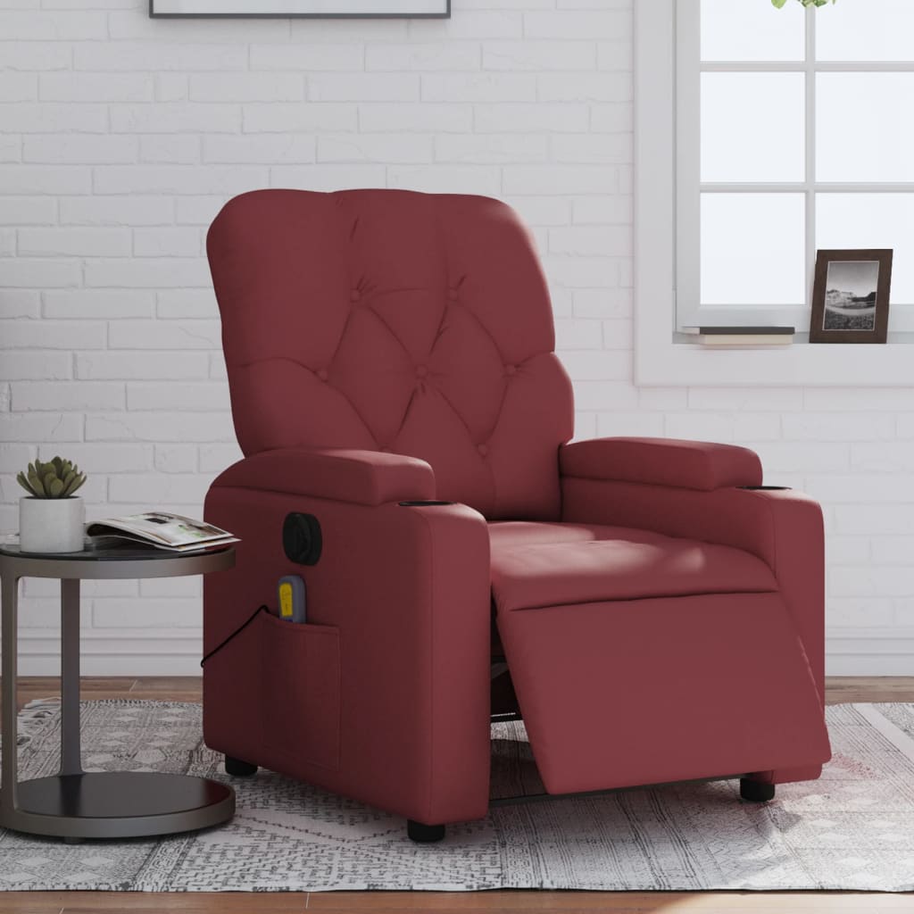 Massagestoel verstelbaar elektrisch kunstleer wijnrood is nu te koop bij PeponiXL, paradijselijk wonen!