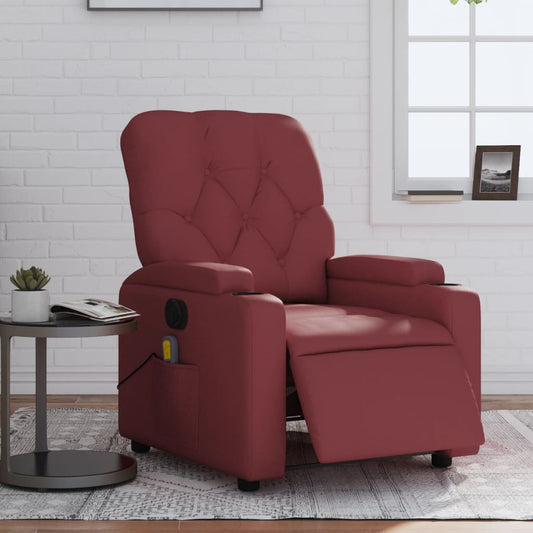 Massagestoel verstelbaar elektrisch kunstleer wijnrood is nu te koop bij PeponiXL, paradijselijk wonen!