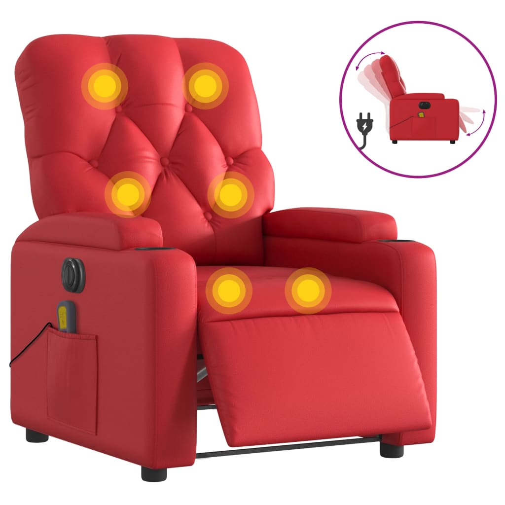 Massagestoel verstelbaar elektrisch kunstleer rood is nu te koop bij PeponiXL, paradijselijk wonen!