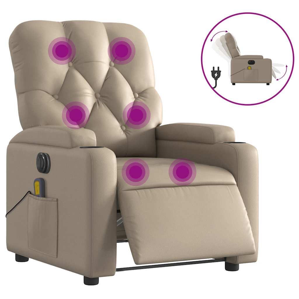 Massagestoel verstelbaar elektrisch kunstleer cappuccinokleurig is nu te koop bij PeponiXL, paradijselijk wonen!