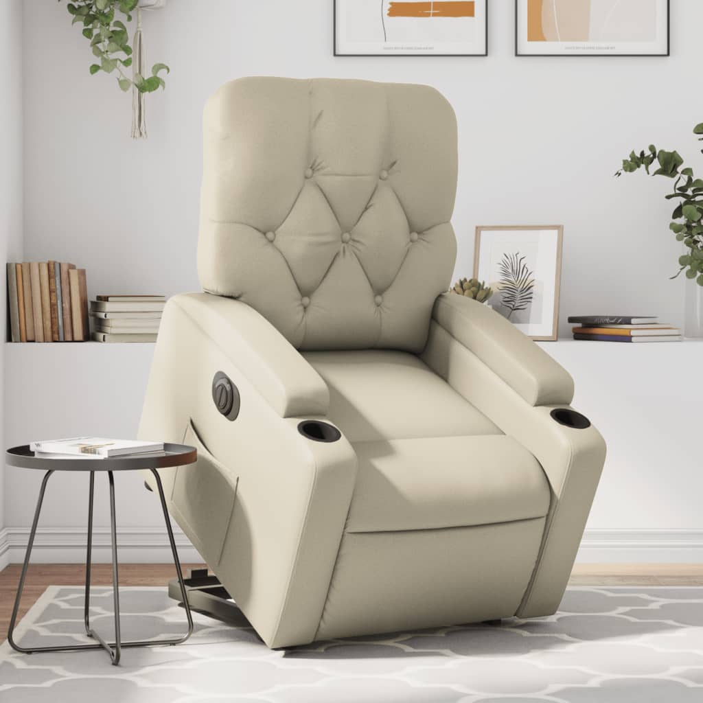 Sta-op-stoel elektrisch kunstleer crèmekleurig is nu te koop bij PeponiXL, paradijselijk wonen!