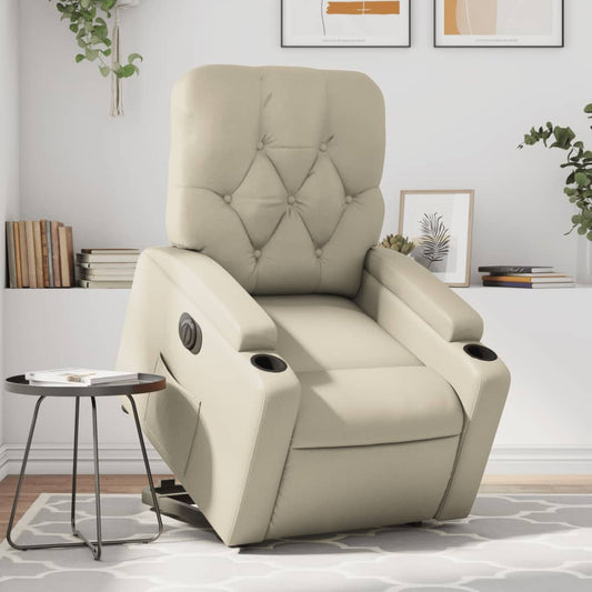 Sta-op-stoel elektrisch kunstleer crèmekleurig is nu te koop bij PeponiXL, paradijselijk wonen!