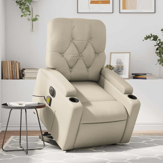 Sta-op-massagestoel elektrisch kunstleer crèmekleurig is nu te koop bij PeponiXL, paradijselijk wonen!