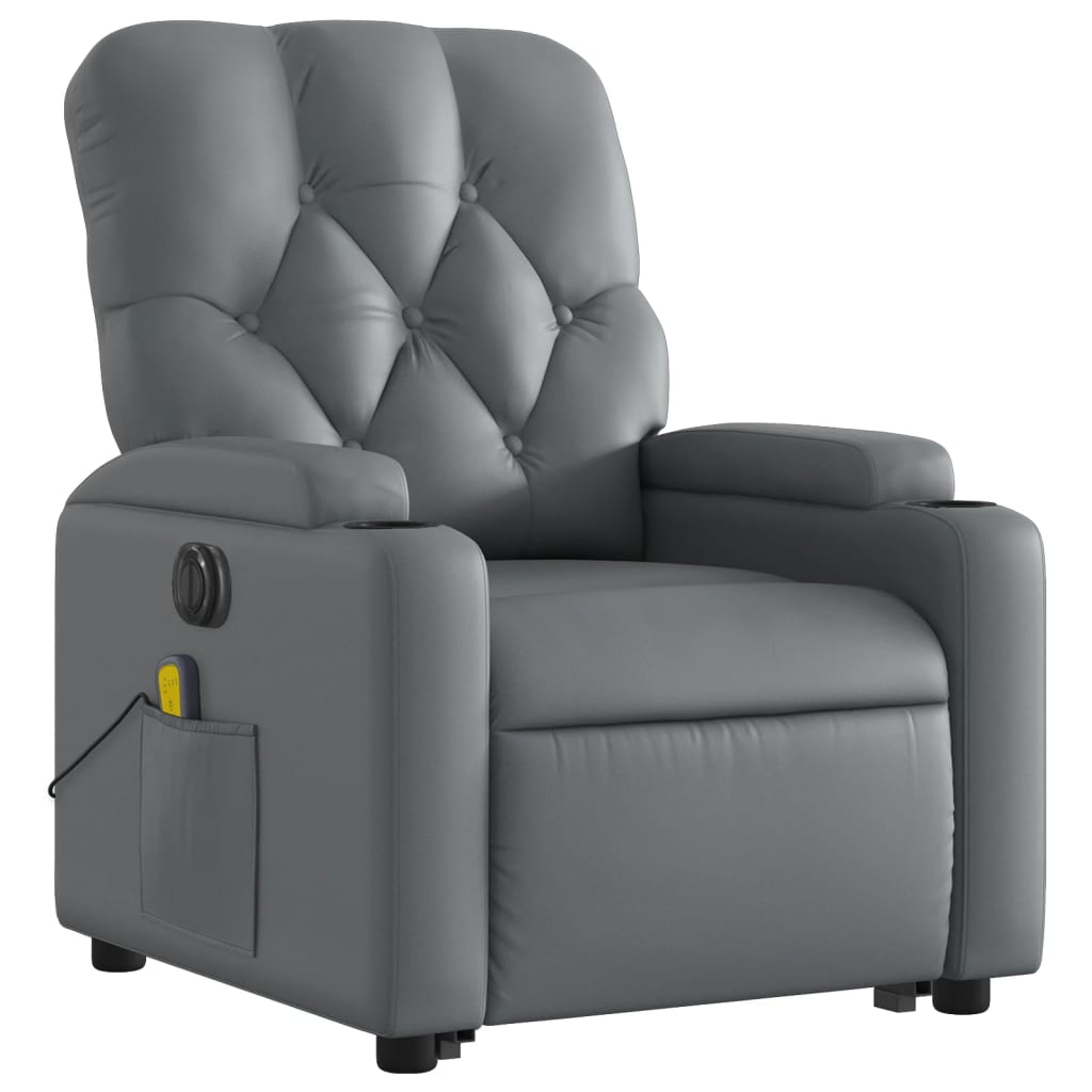Sta-op-massagestoel elektrisch kunstleer grijs is nu te koop bij PeponiXL, paradijselijk wonen!
