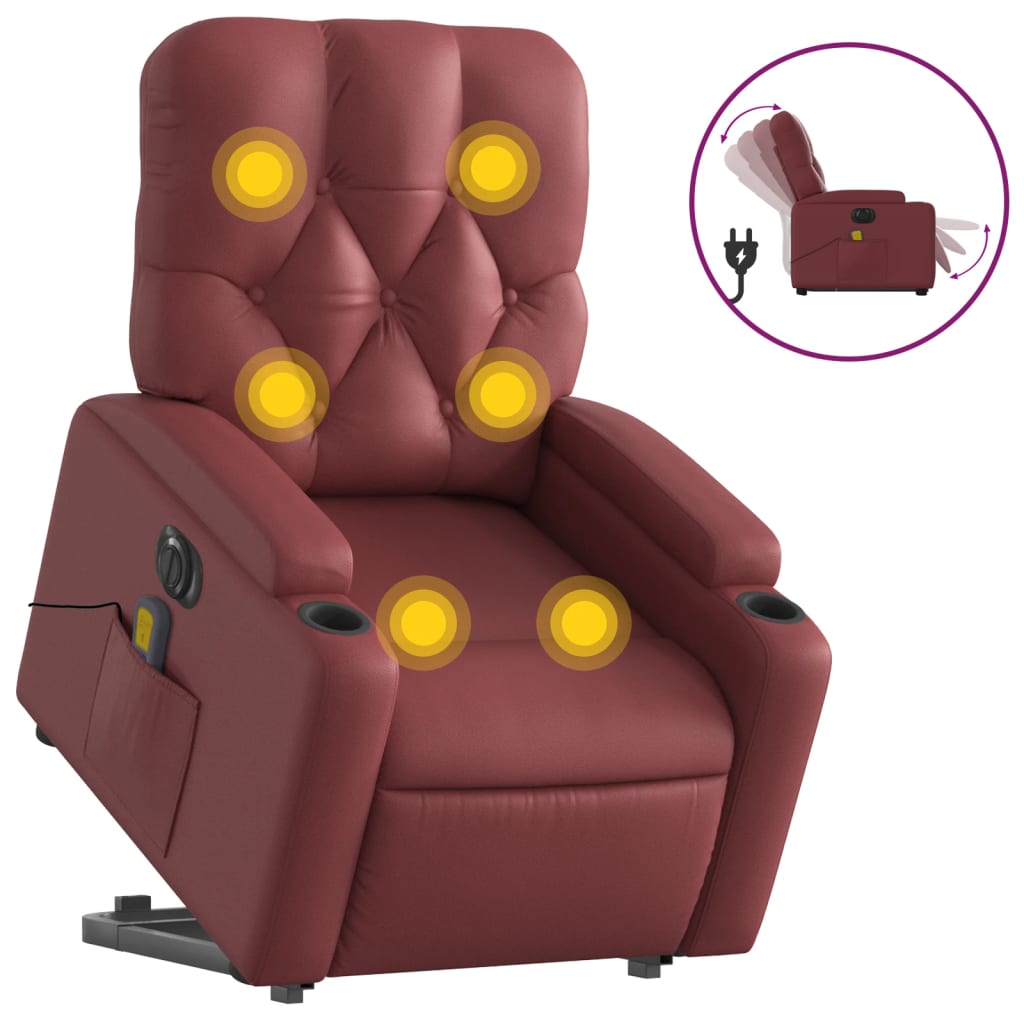 Sta-op-massagestoel elektrisch kunstleer wijnrood is nu te koop bij PeponiXL, paradijselijk wonen!