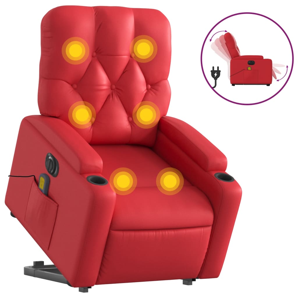 Sta-op-massagestoel elektrisch kunstleer rood is nu te koop bij PeponiXL, paradijselijk wonen!