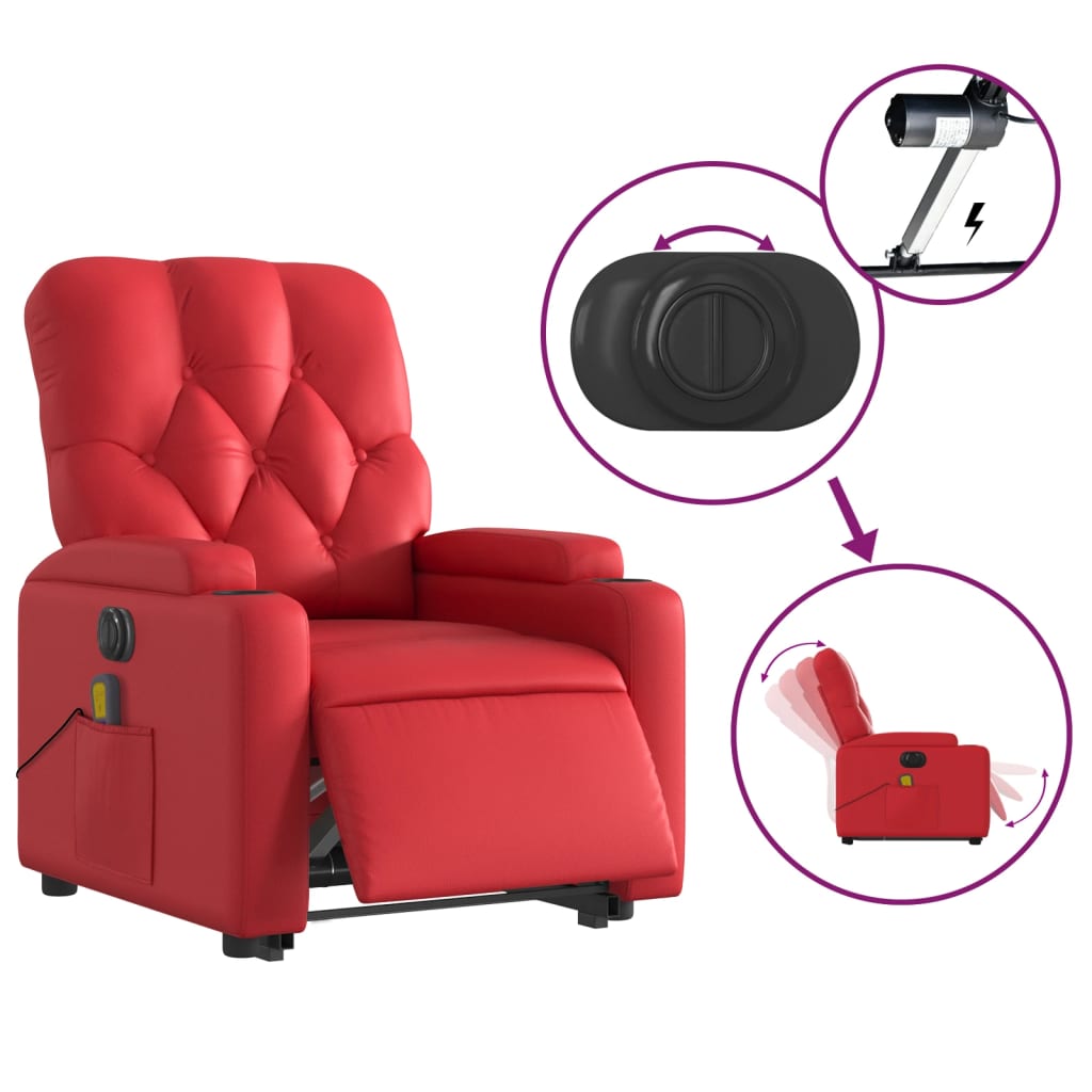 Sta-op-massagestoel elektrisch kunstleer rood is nu te koop bij PeponiXL, paradijselijk wonen!
