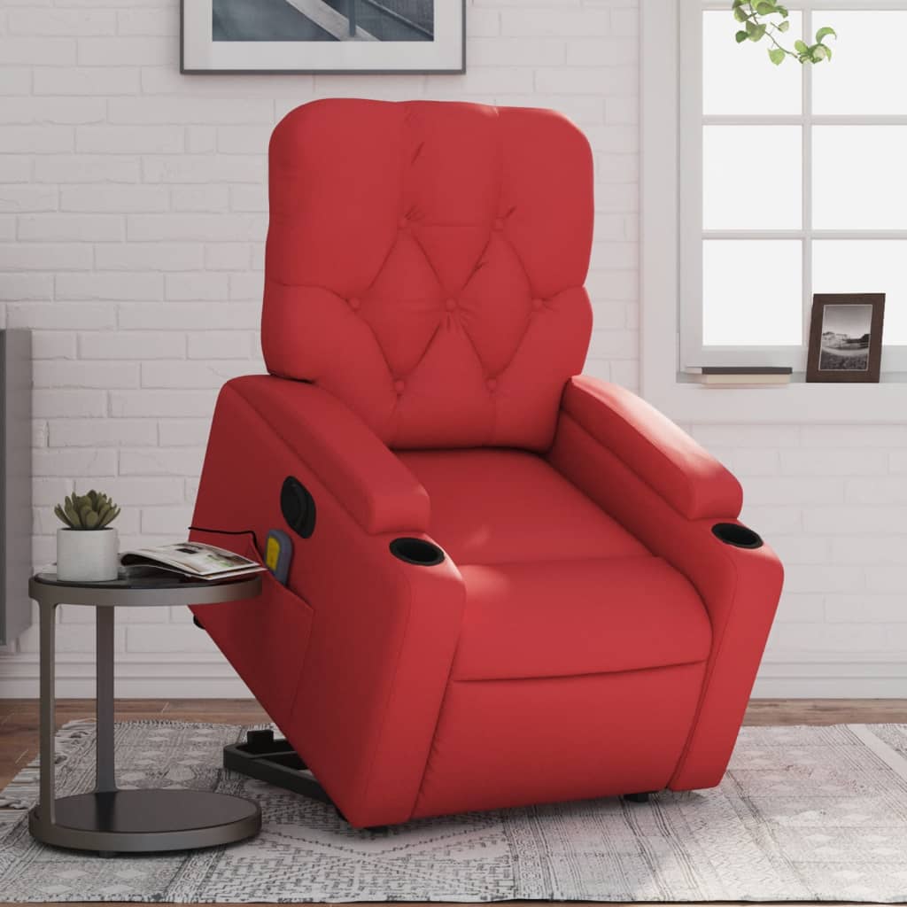 Sta-op-massagestoel elektrisch kunstleer rood is nu te koop bij PeponiXL, paradijselijk wonen!